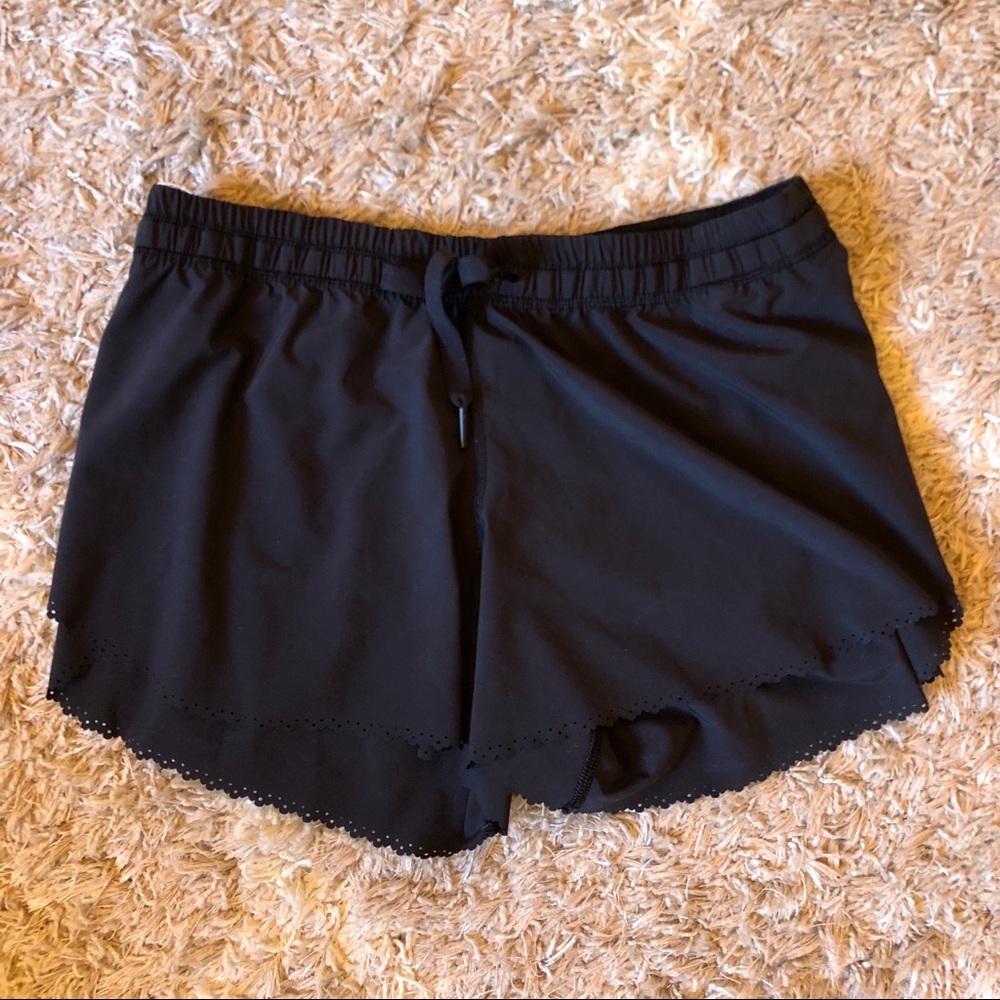 Lululemon Black Scalloped Hem Laser Cut Shorts